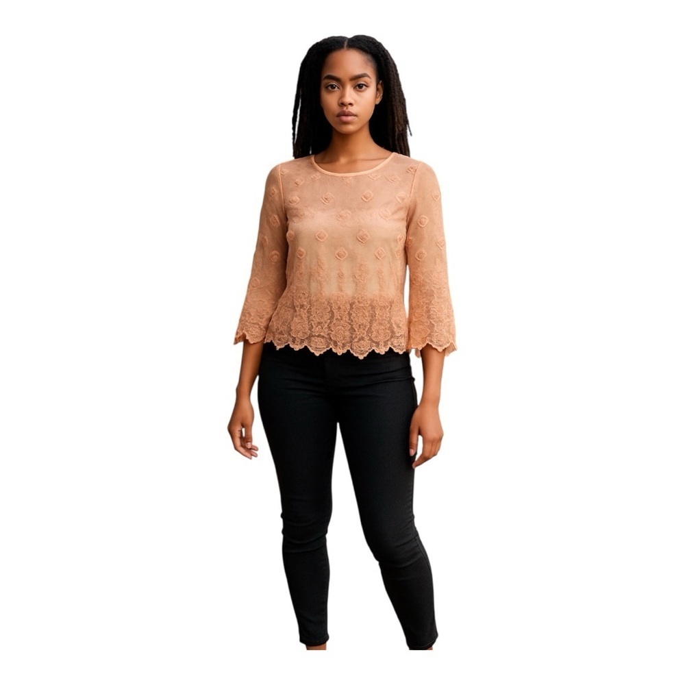 𝅺Forever 21 Orange sheer/lace top